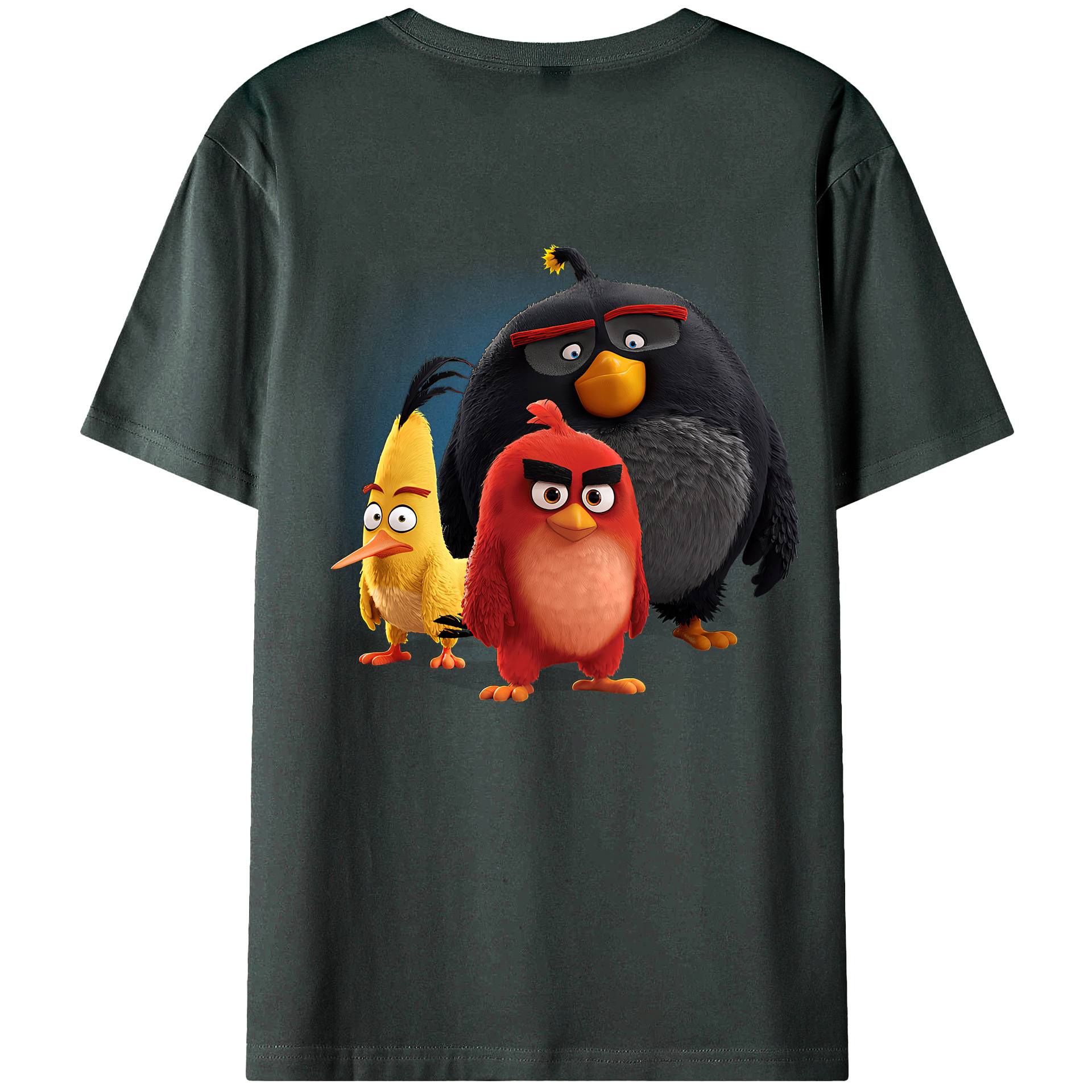 （画像用） Angry Birds アングリーバード 綿100％ メンズ半袖Tシャツ（バックプリント） 通気性